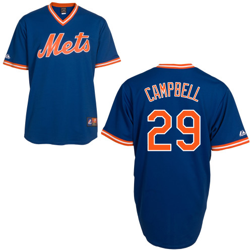 eric Campbell #29 MLB Jersey-New York Mets Men's Authentic Alternate Cooperstown Blue Baseball Jersey